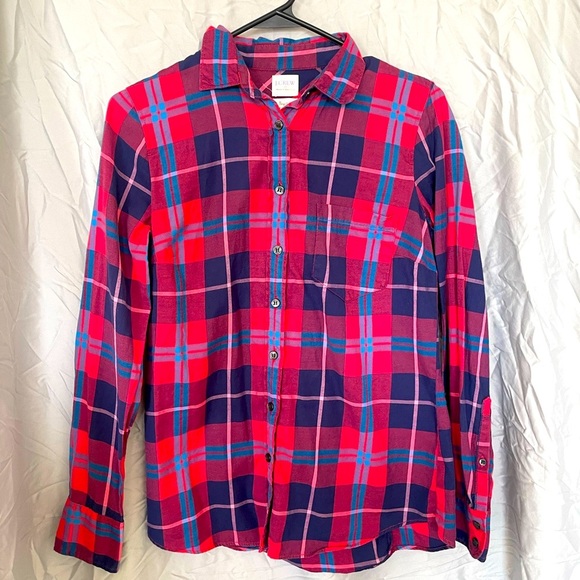 J.Crew perfect fit button down flannel XS - Picture 1 of 6